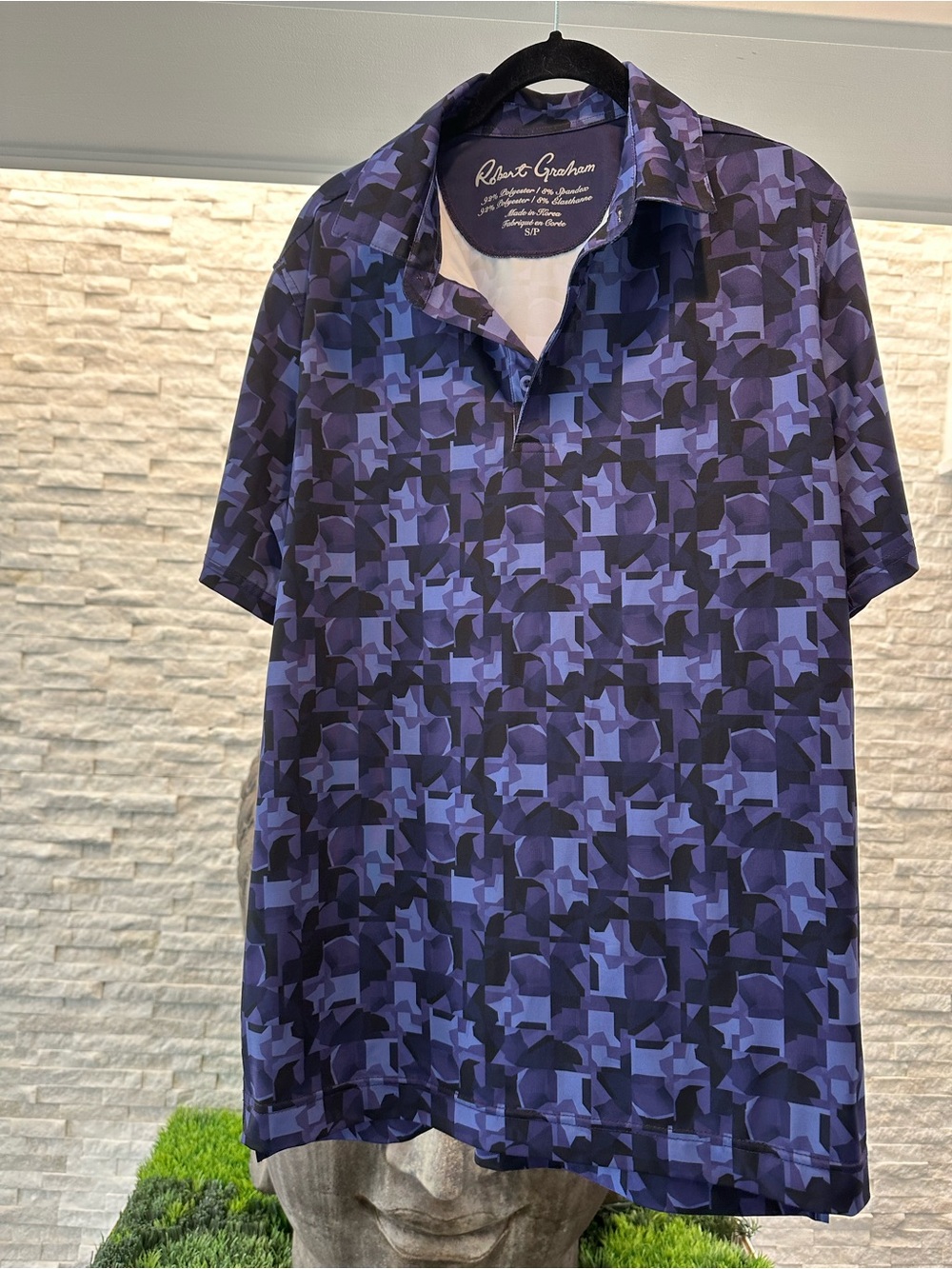 Robert Graham Men's Purple Geo-Print Polo Shirt men’s small